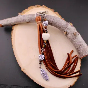 Navajo Pearl Purse Tassel - Tribal Leather Bag Charm, Southwest Handbag Accessory