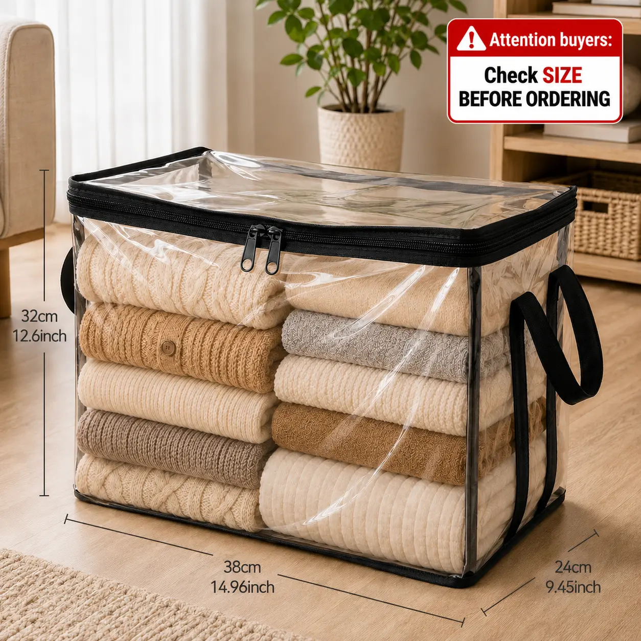 Black PVC Toy Storage Box with Handle, Dustproof Durable Organizer for Stuffed Animals & Dolls, Great for Kids Room Playroom Living Room