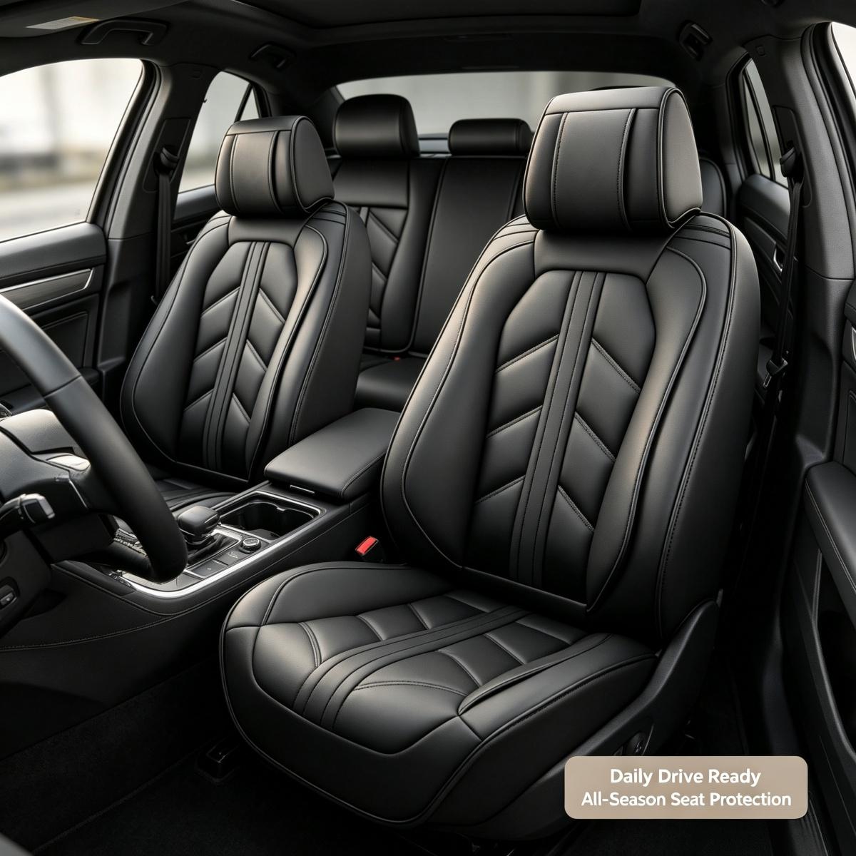 For Dodge Dart 2013-2016/ Nitro 2010-2020 Car Seat Covers, Premium 3D PU Leather 5 Seat Covers Full Set with Storage Pockets, Waterproof Breathable Non-Slip Car Front Rear Seat Cushion Protector Mats, Rear Split Fit 40/60 40/20/40 50/50 ﻿ ﻿