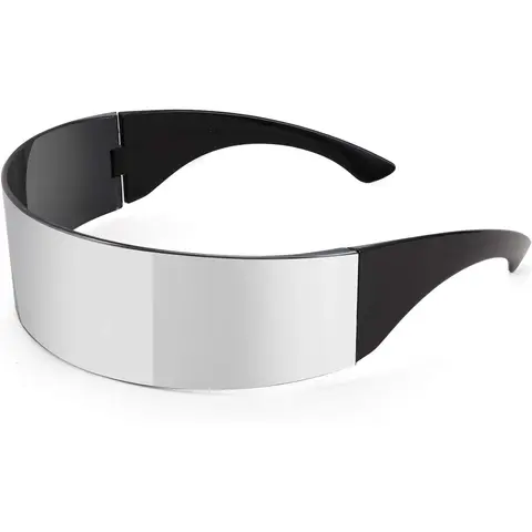 FEISEDY 80s Futuristic Cyclops Cyber Visor Plastic Frame Sunglasses - Unisex Punk Shades, Female Cool Glasses, Fashionable & Trendy Frames Sunglasses for Cosplay Wear B2740
