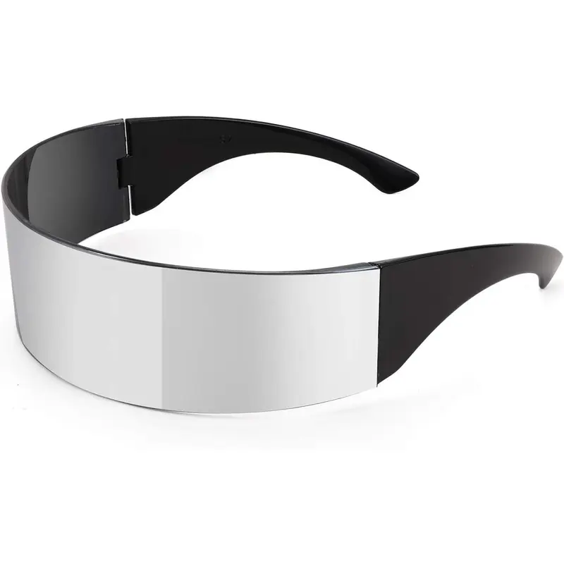 FEISEDY 80s Futuristic Cyclops Cyber Visor Plastic Frame Sunglasses - Unisex Punk Shades, Female Cool Glasses, Fashionable & Trendy Frames Sunglasses for Cosplay Wear B2740