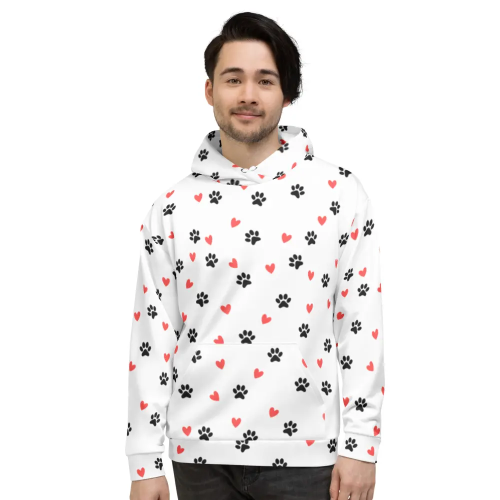 Unisex Hoodie (Paws & Hearts) Comfy Fabric