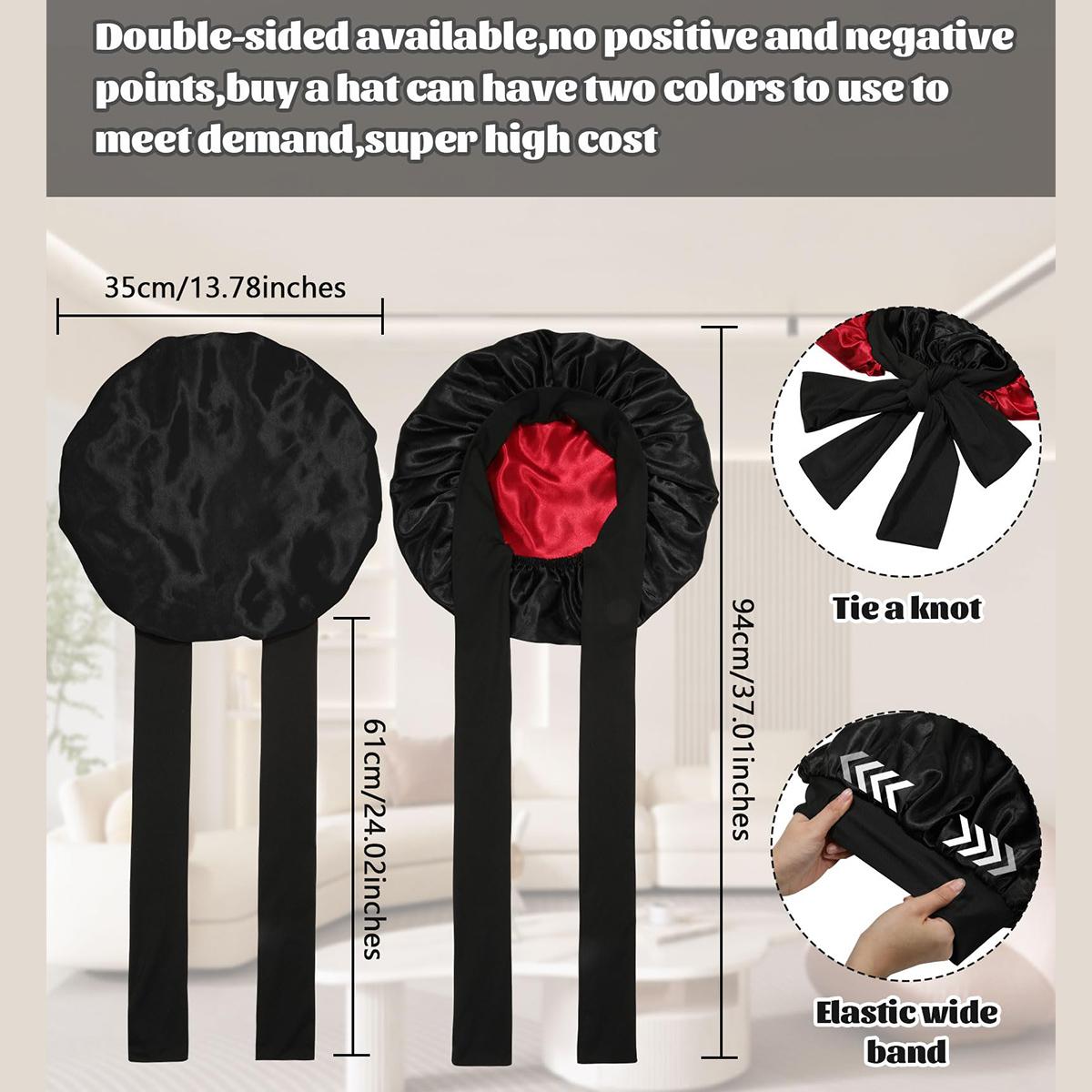 AWAYTR Satin Bonnet for Sleeping Silk-Like Sleep Cap Double Layer Hair Bonnet with Elastic Tie Band for Curly Hair Night Cap AWAYTR Satin Bonnet for Sleeping Silk-Like Sleep Cap Double Layer Hair Bonnet with Elastic Tie Band for Curly Hair Night Cap