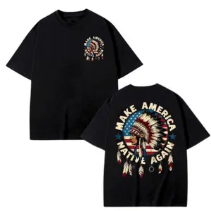 Make America Native Again T-Shirt – Vintage Native American Pride Tee with Headdress and Flag Design – Indigenous Heritage Graphic Shirt – Unisex Oversized Fit Menswear Streetwear vintage shirts