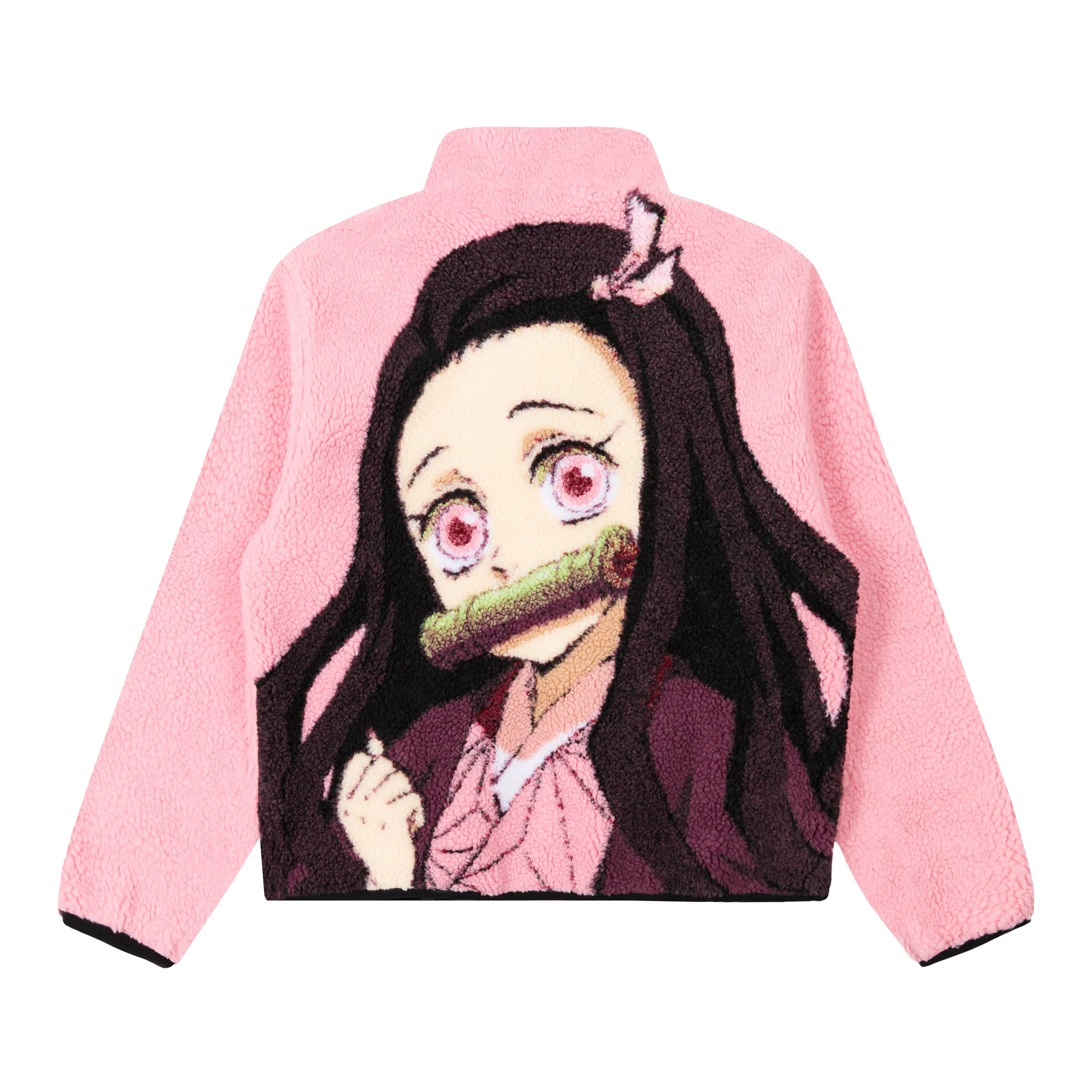 Hypland Demon Slayer: Kimetsu no Yaiba Women's Soft Fleece Sherpa Jacket, Regular Length Long Sleeve Pink Polyester Blend Outerwear - Women's Tops, Coats, Long Sleeve Tops, Jackets