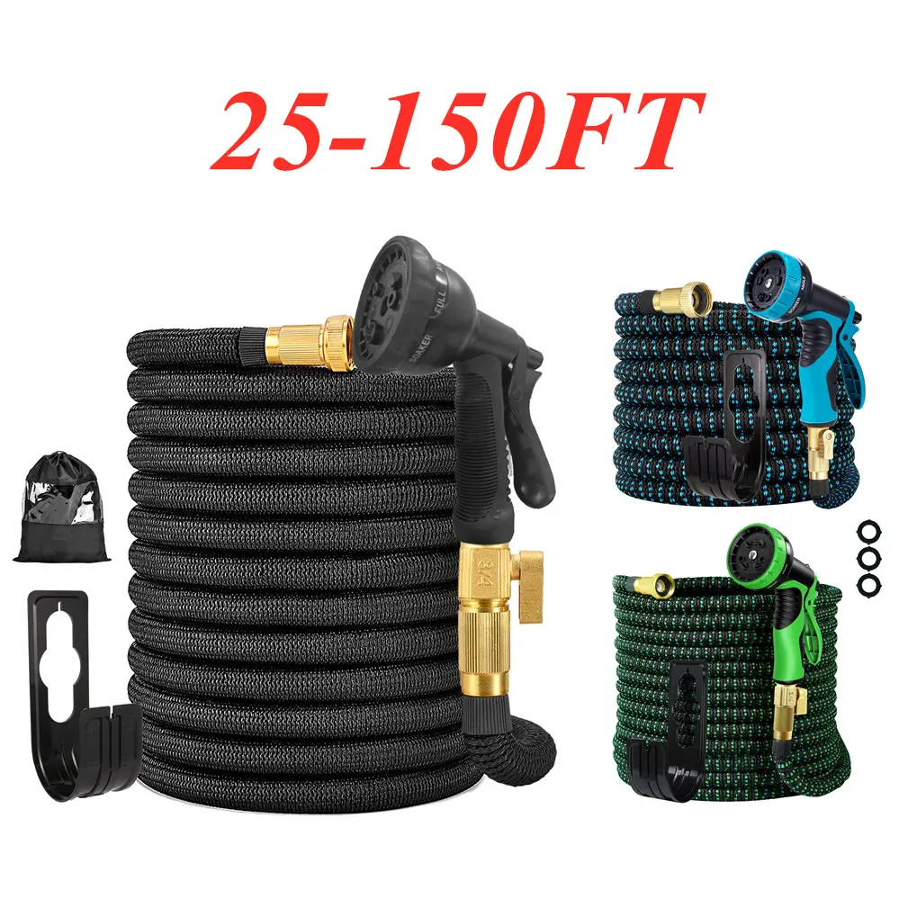 Durable Garden Hose - Heavy Duty Expandable, 4X Reinforced Material, Leak-Proof Design, 50/100FT, Watering Sprinkler with Nozzle for Outdoor Sports & Fan Shop Use