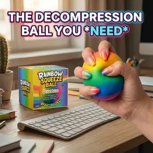 Rainbow Squeeze Ball Fidget Toy | Stress Relief Sensory Ball for Kids & Adults, Soft Foam Decompression Toy, Perfect Gift for Anxiety & ADHD