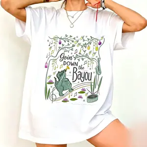 Comfort Colors New Orleans Bayou Shirt, Goin Down The Bayou Tee, Retro Frog Princess Vibes, Magic Theme Park Trip, Vintage Jazz Style Womenswear Fashion Casual