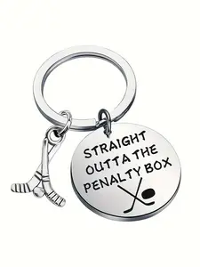 1pc Funny Ice Hockey Keychain | Hockey Player Gift, Straight Outta The Penalty Box, Hockey Lover Gifts, Key Chains, Baby Baptism Gifts, Holy Communion Gifts, Wedding Party Favors, Thank You Gifts, Keychain Pendant
