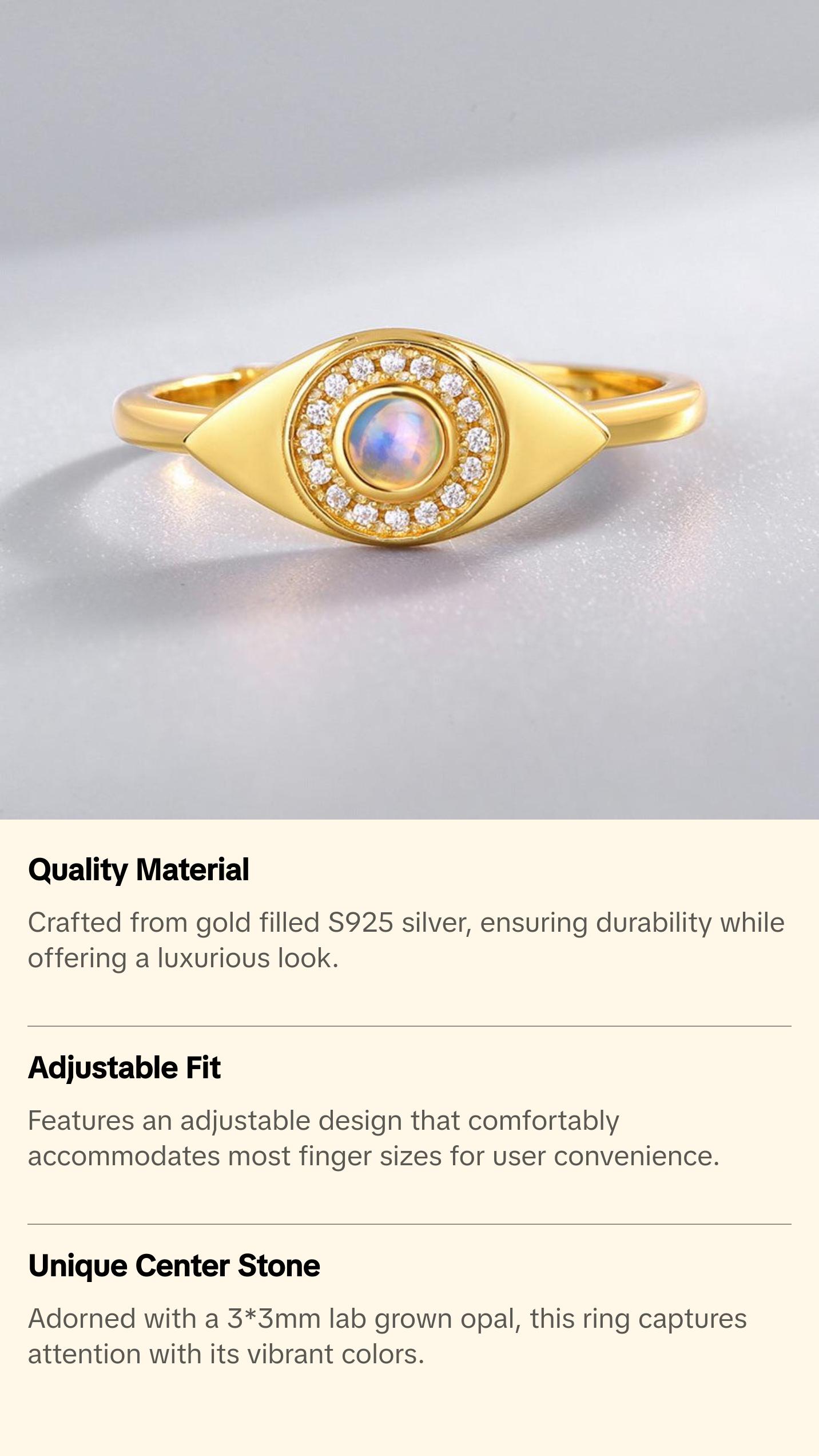 Opal Evil Eye Adjustable Ring