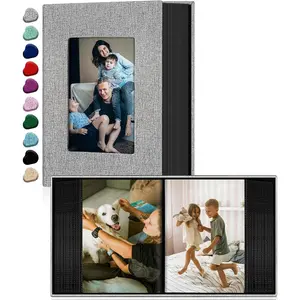 Photo Album 4x6, Linen Cover Slide-in Photo Album Book Can Holds 100 4x6 Photos with 50 Black Sheets for Family, Wedding, Baby and Holiday Pictures (Gray)