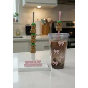 Cute Bear Buddy Straw Topper | Cup Straw Charm (8mm Only)