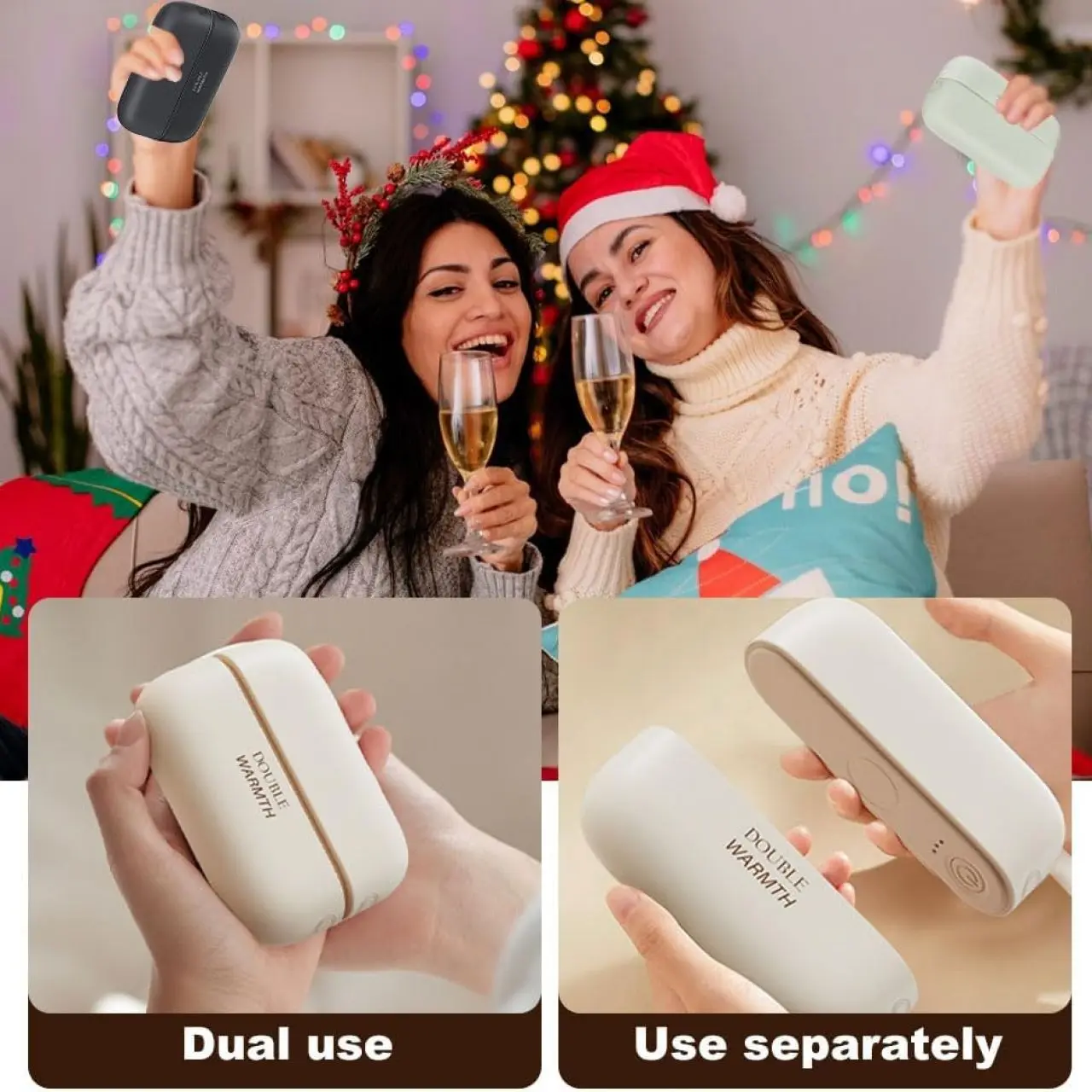 2pack-in-1 Magnetic Rechargeable Electric Hand Warmers 6000mAh 3 Heat Settings Long Lasting Safe Heatingit Por Reusable Pocket Heater Men Women The Elderly and Children's