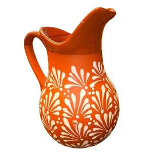 Terracotta Jarra Picuda Cielito Lindo Talavera Handmade in Puebla México for Flower Arrangements or Beverages