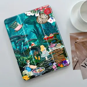 Wonderland Forest Tablet Case, Tablet Protective Cover, 3-Tier Stand Transparent Acrylic Hard Back with Pencil Slot, Auto Wake/Sleep Shockproof Full Cover, Fits 7.9/8.3/10.2/10.5 Inch Tablets, Ideal for Fairy Tale & Fantasy Aesthetic Lovers