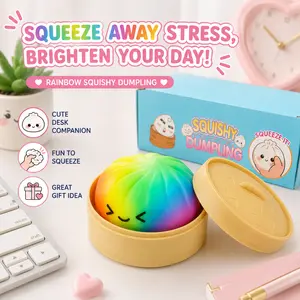 Giant Dumpling-Shaped TPR Squishy Toy - Decompression Squeeze Kawaii Soft Squeeze with Steamer Box, TPR Softness Random Pack, Valentine's/Easter Gift for Kids (Home/Office Stress Relief Fidget Sensory Toy)
