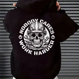 Nobody Cares Work Harder Skull Blue Collar Shirt, Construction Worker Motivation Tee, Tradesman Mechanic Hoodie Sweatshirt