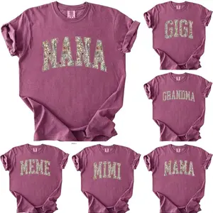 Personalized Comfort Colors Nana Heart T-Shirt  Custom Family Gift  Mother's Day Gift  Floral Mama Grandma Auntie Mimi Gigi Grammy Shirt, Berry - DarkFlex