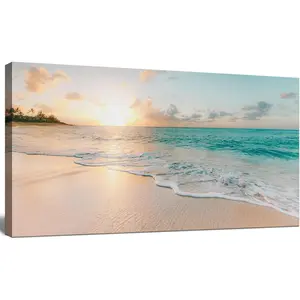 Large Beach Canvas Wall Art - Sunset Painting Picture Print for Bedroom, Living Room, Office Decoration, Artwork Poster for Wall Decor