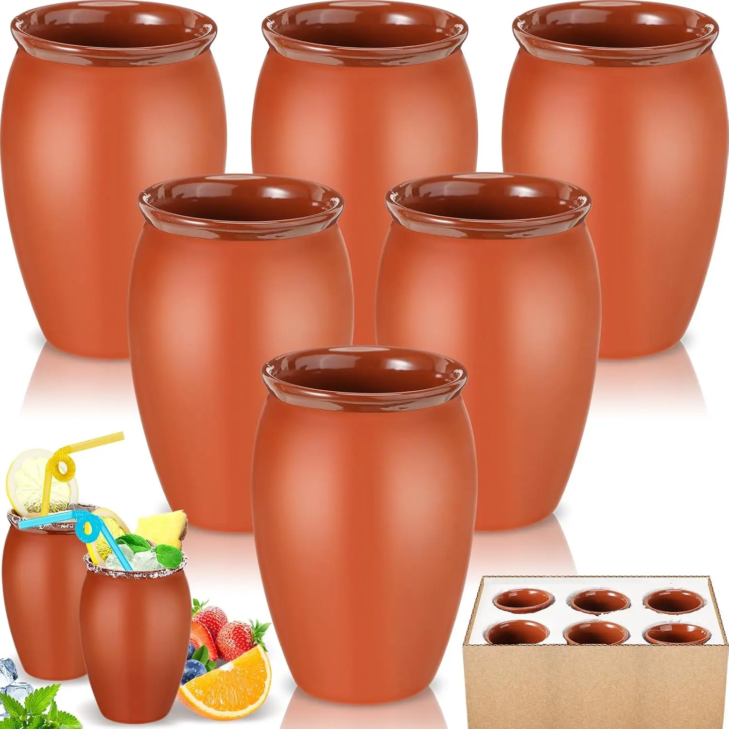 6 Set 20 oz Cantaritos De Barro Mexicanos Cantaritos Shooters Pottery Taco Tuesday Mexican Clay Cup Fiesta De Barro Mexicanos  Cups  Glasses for  Margaritas Mojitos
