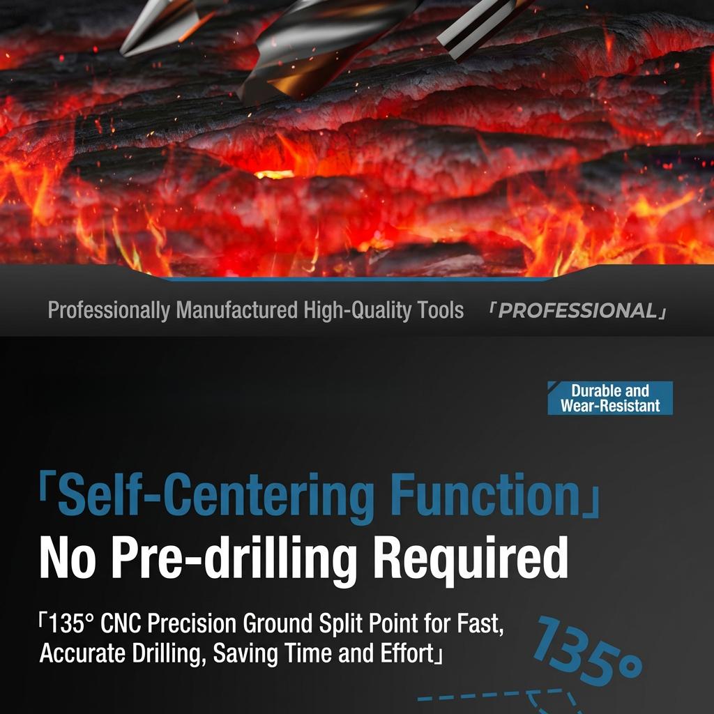 4 PCS Heavy Duty Hammer Drill Bit Set, 160mm Masonry Drill Bits 5/6/8/10mm for Concrete Brick Stone, Impact Resistant Power Tool Accessories for Rotary Hammer Drills with Storage Case