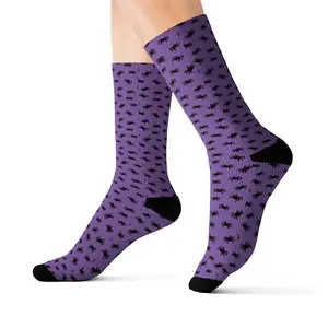 Shadows and Lace Boutique Gothic Spider Socks with Purple Lace - All Seasons