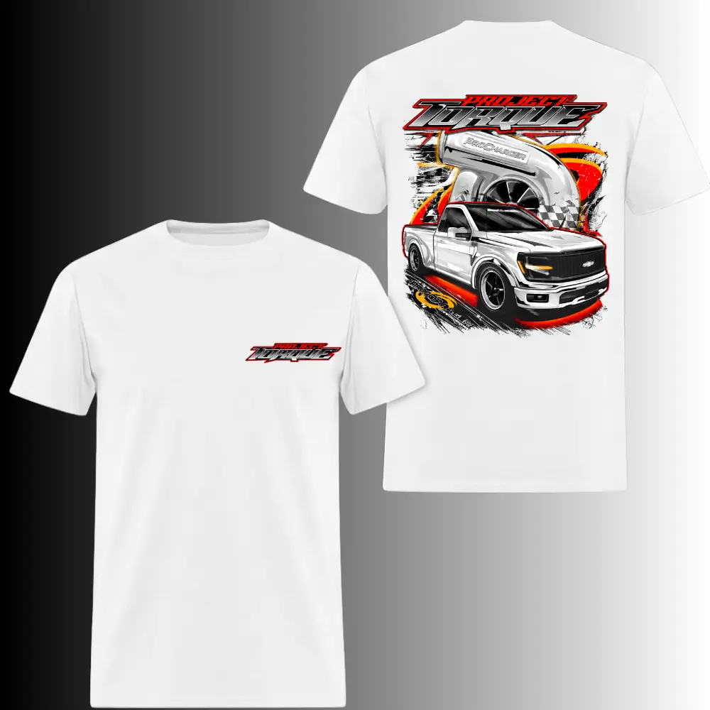 Project Torque Procharger Street Truck T-Shirt, 2 Sides, Supercharged Racing Pickup Graphic Tee