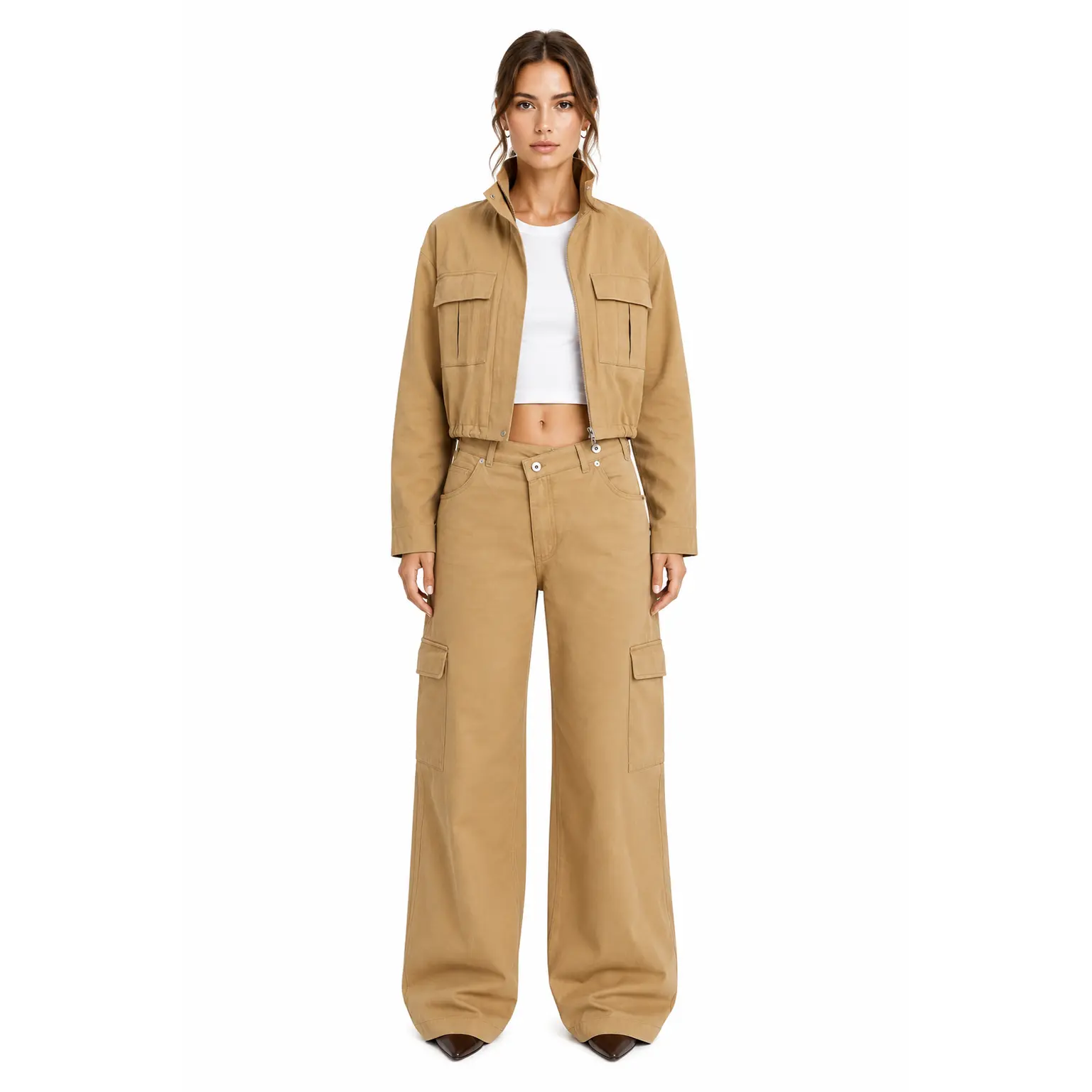 Khaki Cargo Jacket & Pant Set