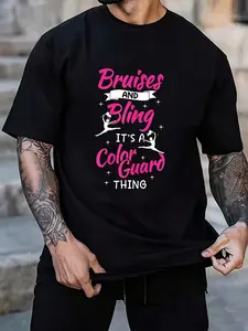 Color Guard Flag Spinning Marching Band Colorguard T T Shirt Women's Men's Black Vacation Crew Neck Short Sleeve Classic Fit Holiday T T Shirt Summer Tee Breathable Sweat Wicking and Soft Suitable for Daily Commutes Lounging at Home and Casual