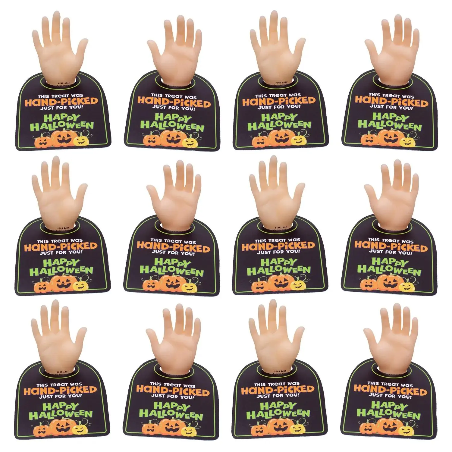 Oriental Trading Halloween Tiny Hand Vinyl Finger Puppets with Card Handout for 12, 3"