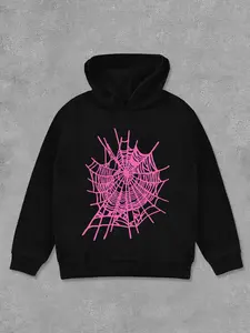 Women's Spider Web Print Hoodie, Fashion Casual Long Sleeve Hooded Sweatshirt for Daily Holiday Outdoor Wear, Women Clothing for Fall & Winter