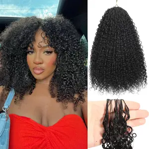 Curly Knotless Pre-Separated Crochet Hair Extensions 140G Micro Pre Looped Crochet Human Hair Extensions Curly 100% Human Hair Extensions Natural  Black Color