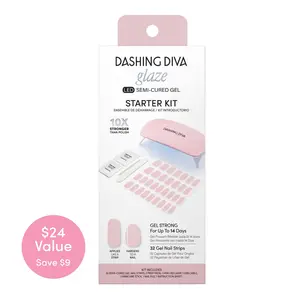 DASHING DIVA Pale Blush Semi-Cured Gel Starter Kit - Pale Pink Nails with LED Lamp Included, Long-Lasting & Easy DIY Salon-Quality Manicure at Home