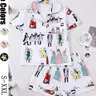 Hamilton Musical Themed Women's Pajama Set, Short Sleeve Shirt Collar Button Soft Top & Elastic Shorts, Casual Home Wear, Printed Sleepwear Set
