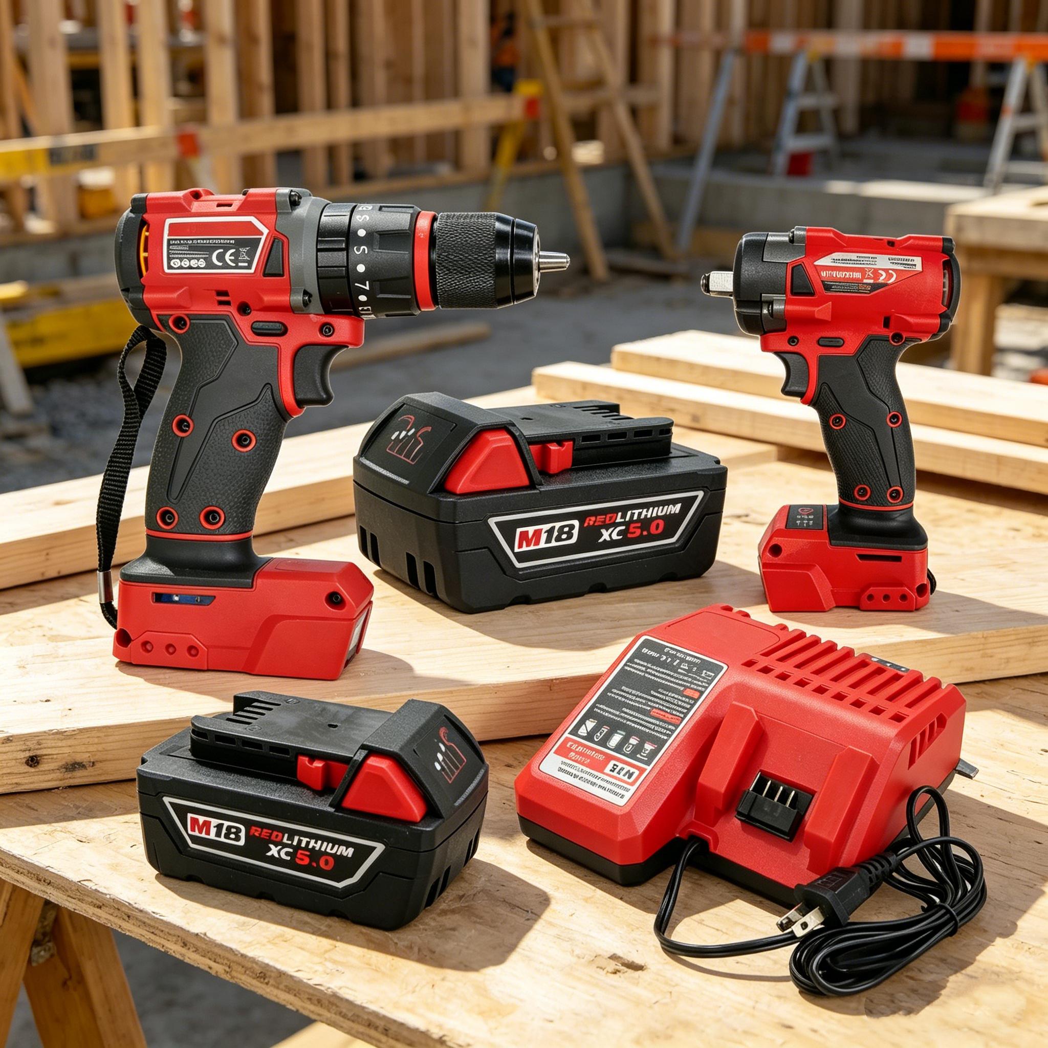 2Pcs for Auto Mechanics & DIY Lovers,Milwaukee 18V Brushless Combo,1/2" Driver,4500RPM,300N Torque,3-in-1 Mode,Forward Reverse Adjustable,Fit M18 DCF880 Battery,for Auto Repair,Garage & Home Construction,Cordless Impact Wrench Drill Kit