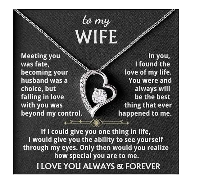 Wife Necklace, Jewelry To My Wife Necklace - The Best Thing That Ever Happened To Me, Forever Love Necklace, Gift for Her, Romantic Christmas Birthday Valentine Gift, Meeting you was fate, becoming your husband was a choice Necklace