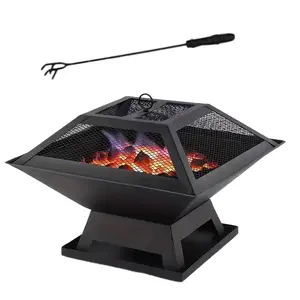 18.5-inchNo import chargesOutdoor Fire Pit, Charcoal Fire Grill, Equipped withCharcoal Hook, Fireproof Cover, Portable BarbecueGrill, Firewood Burning for Heating, Suitable forBonfire, Camping, Multi Person Dinner Parties