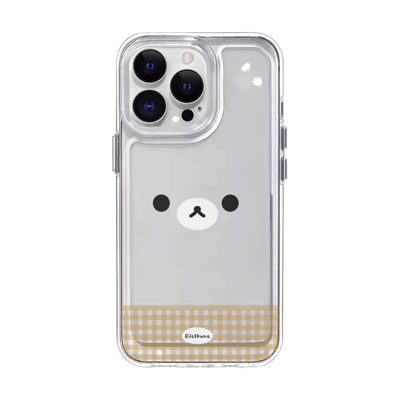 R-Rilakkuma Simple Fashion Transparent Phone Case ,Stylish & Durable Christmas Gift: Fashionable Phone Case for iPhone 11-17– Perfect Blend of Protection and Trend Compact Cellphone