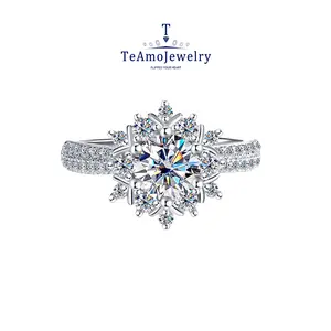 【RZ-334】925 Sterling Silver Snowflake Artificial gemstone 5A Ring, Daily/Party/Holiday Good Choise, Anniversary Christmas Gift for Girlfriend