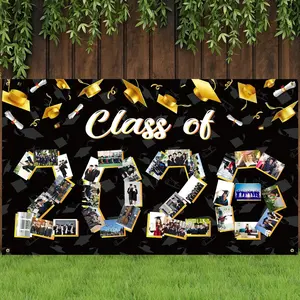 Graduation Photo Banner 73 x 44 Inch Congratulations Grad Personalized Banner Decorations Class of 2026 DIY Graduate Picture Backdrop Sign for Graduation Party Supplies (Black,2026)