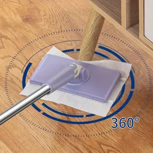 Easy-Clean Mini Mop with 360° Rotating Head & Portable Handle with two cleaning cloths - Perfect for Kitchen, Bathroom, Glass & Wall Cleaning, Self-cleaning for Hard Floor, Glass, Ceiling, Tile, Countertop