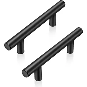 30 Pack 5 Inch Cabinet Handles Matte Black Cabinet Pulls Stainless Steel Drawer Handles for Kitchen Cabinet Hardware 3 Inch Hole Centers