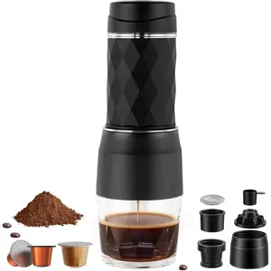 Portable Coffee Maker, Lightweight Manual Portable Espresso Machine with 13-18 Bar Pressure, Fit for Office Camping Travel, Black