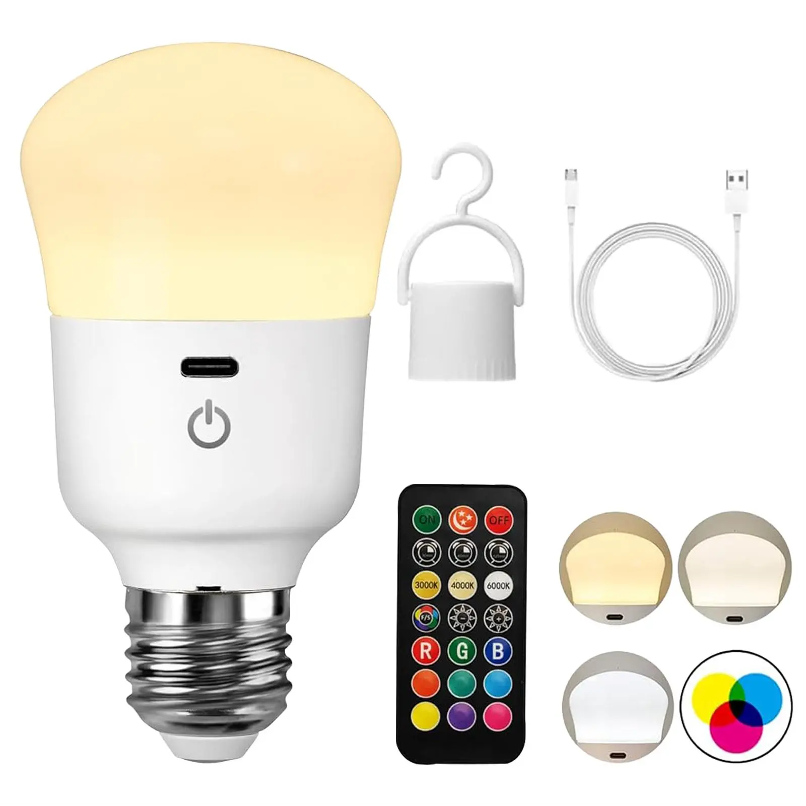 Rechargeable LED Bulb with Remote Control, E27 Base LED Bulb, 50W Smart LED Bulb, Home Emergency Light, Suitable for Home, Outdoor, Emergency, Dimmable Led Light, Dimmable bulbs, Adjustable led lights
