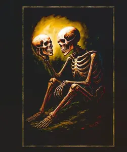 Halftone Skull Design for Black Fabric Ready to Press Heat Transfer DTF Transfer Direct to Film 300-320°F Firm Press Settings