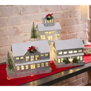 Sister Road by JG Set of 3 Galvanized Holiday Houses