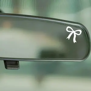 2PCS Coquette Bow Film Stickers for Mirrors, Cars, and More - Stylish White Bow Design, Adhesive Reflective Mirror Stickers, Mirror Stickers | Slim Vehicle Accessories | Reflective Surfaces, Car Stickers, Car Decals