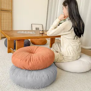 Japanese Round Soft Padded Cushion Thickened Fabric Floor Pillow - Washable Non-Slip Meditation Cushion for Bay Window Tatami Balcony Living Room Study Bedroom Lazy Seat Pad