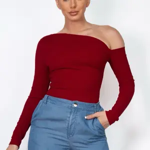 Shirred Asymemetrical Neck Bodysuit
