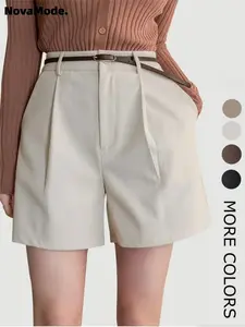 Women's Solid Color   Button Shorts, Casual Pocket Design Straight Leg Shorts for Daily Wear, Ladies Bottoms for All Seasons